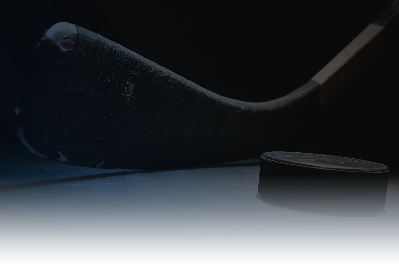 hockey stick and puck on the ice