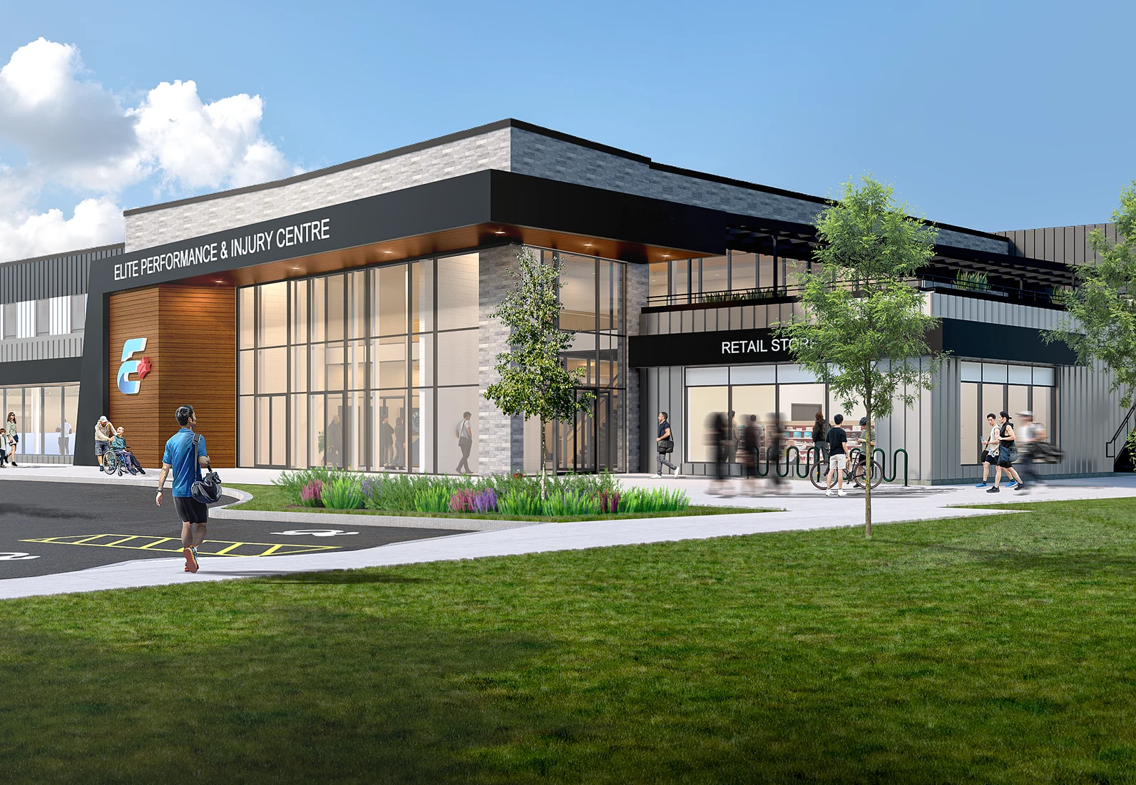 model rendering of Elite Performance & Injury Sports Centre building
