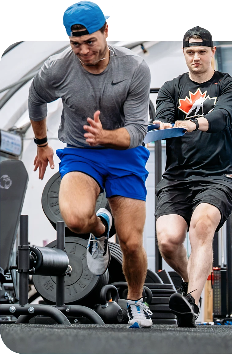 two athletes resistence training